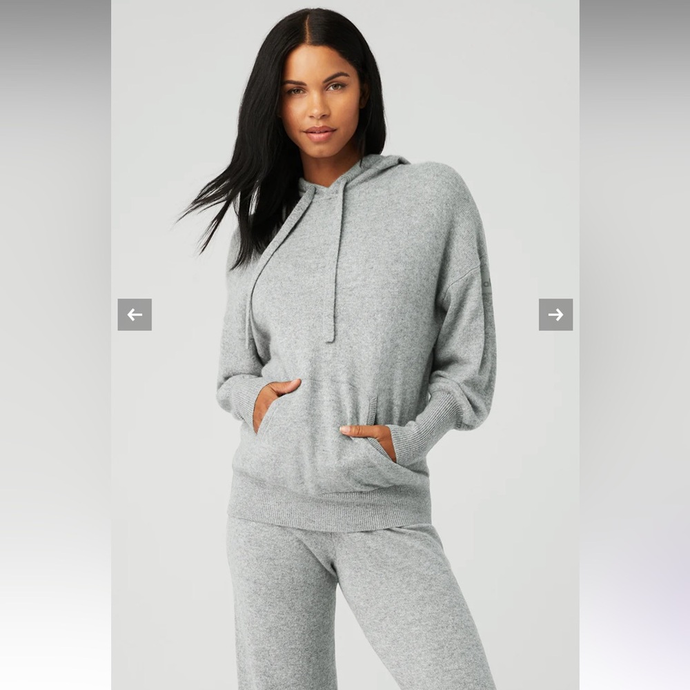 Alo Cashmere Jet Set Hoodie and Pants in Dove grey